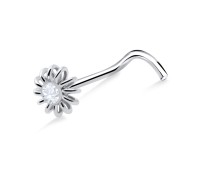 Gerbera Flower Shaped Silver Curved Nose Stud NSKB-10